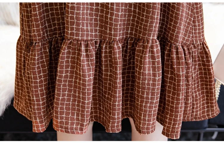 Fashion Womens Breastfeeding Dresses Autumn Winter Maternity Pregnant Nursing Dress 2 Pcs Long Sleeve Ruffles Pregnancy Clothes (28)