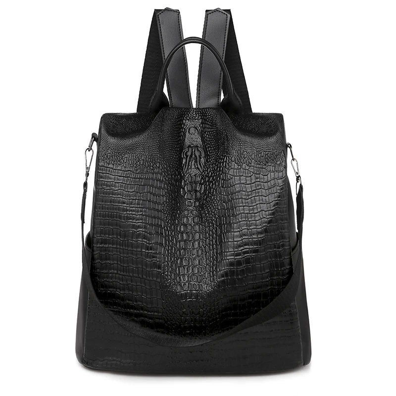 

Alligator PU Leather Women Backpack Anti-Theft Casual School Backpack For Teenager Girls Large Capacity Multifunction Backpack