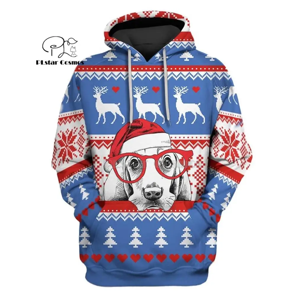 

PLstar Cosmos Merry Christmas with dog 3d hoodies/shirt/Sweatshirt Winter autumn funny Harajuku Halloween cosplay streetwear-13