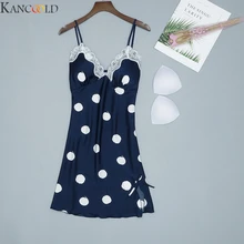 KANCOOLD корейский для женщин из полиэстера в горошек Slim Fit мягкие удобные свежий стиль формирование для домашней одежды ночные рубашки Мода