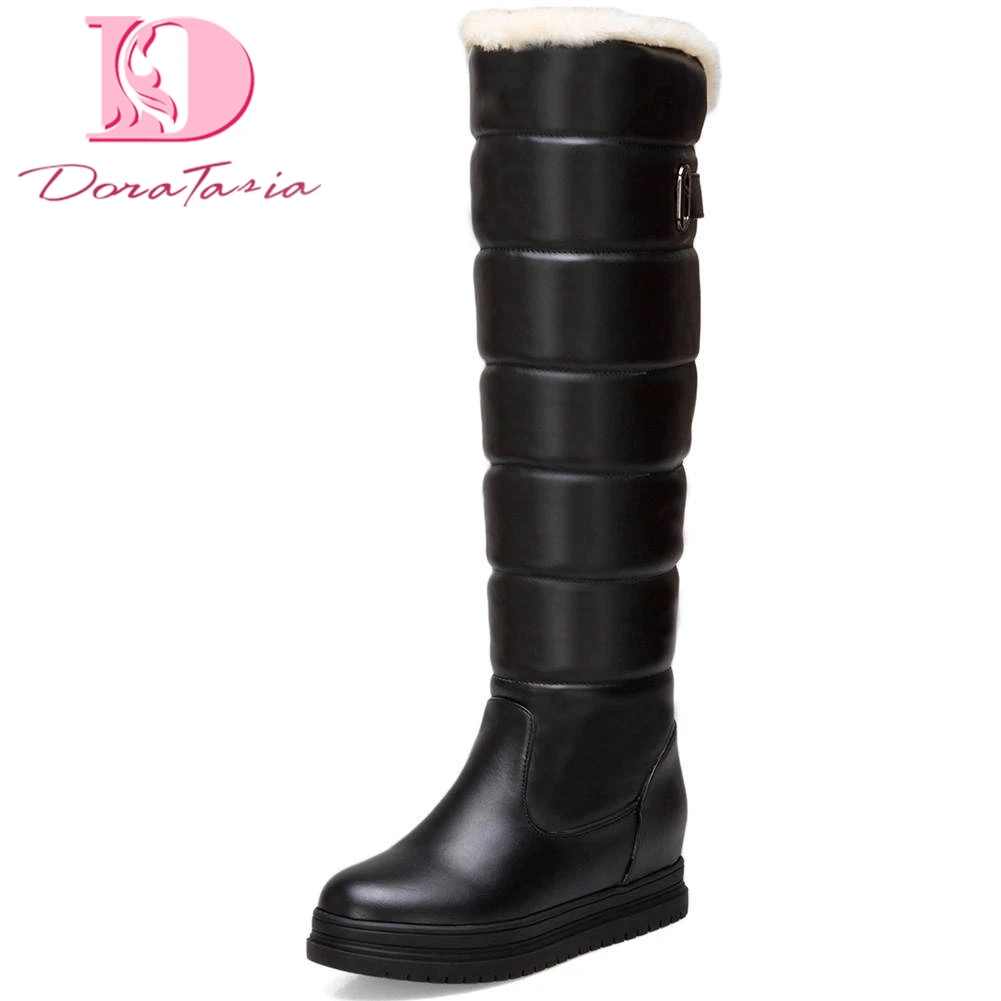 

Doratasia Large Size 43 Dropship New Fashion Shoes Women Boots Female Slip On Platform Add Fur Autumn Winter Boots Woman Shoes