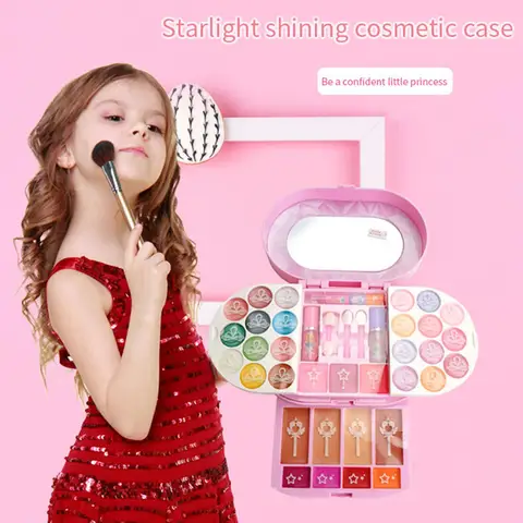 Multi-Layer Makeup Case Cosmetic Set Palette  Interactive Play Cute Toys For Children Girls Birthday Christmas  Gift
