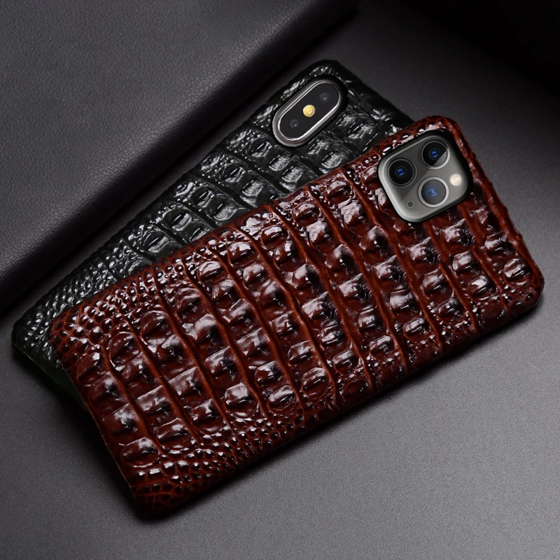 For IPhone 12 Pro Max Mini 11 Pro Cover Crocodile Back Texture For Apple X 11 Max XR 12 Plus SE Genuine Leather Phone Case