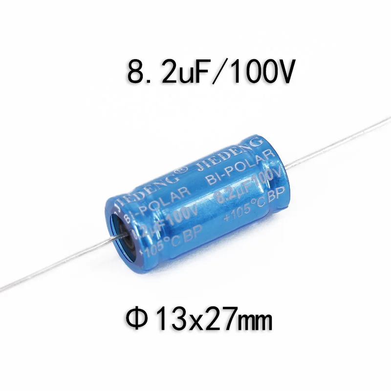 

1pcs 8.2UF/100V Audio Frequency Divider Capacitor Horizontal Capacitor Electrodeless Axial Electrolytic Capacitor