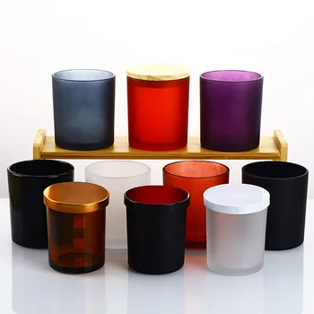 Glazed glass container empty cup with lid candle cup Color frosted aromatherapy cup candle stand 1