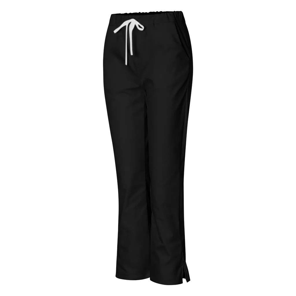 Plus Size Nurse Uniform Flare Leg Pant With Pocket Ladies Loose Work Clothes Summer Women Pants Solid Clinic Uniforms A50