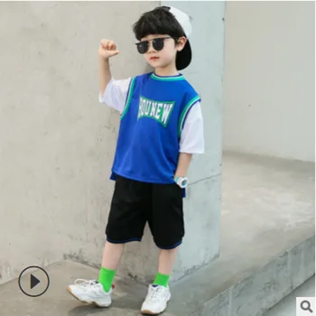 

Boys Knee-Length Pant Clothing Set 2020 New Summer Kids Clothes Sets Children's Sets 2 Patchwork Letter Colors Size4-14 ly413