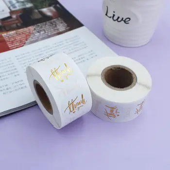 

500pcs Gold Foil Thank You Stickers Circle White Sticker Labels for Christmas Gift Tags Packing Seal Labels Stationery Stickers