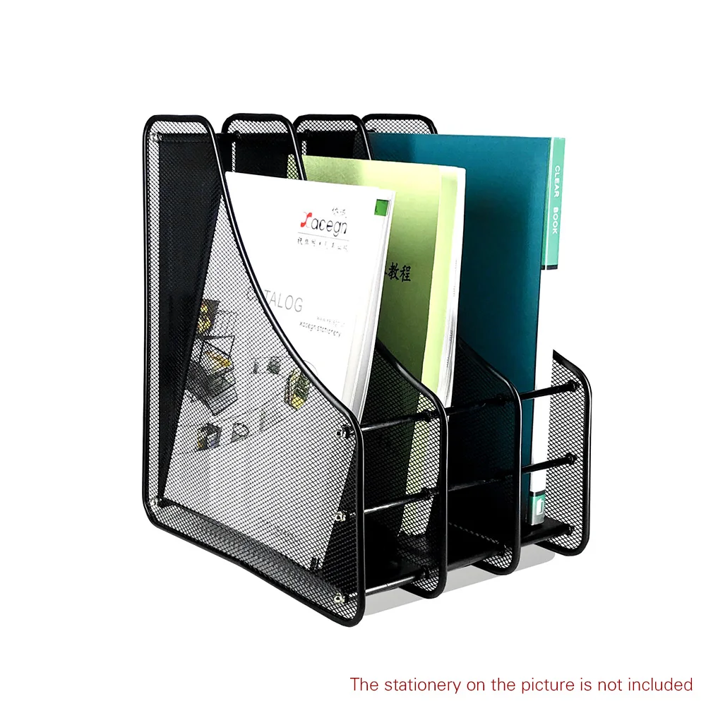 

Office organizer Metal Mesh Nordic triangle simple 3 Compartment Metal Mesh Magazine File Holder Desk Book Organizer Document