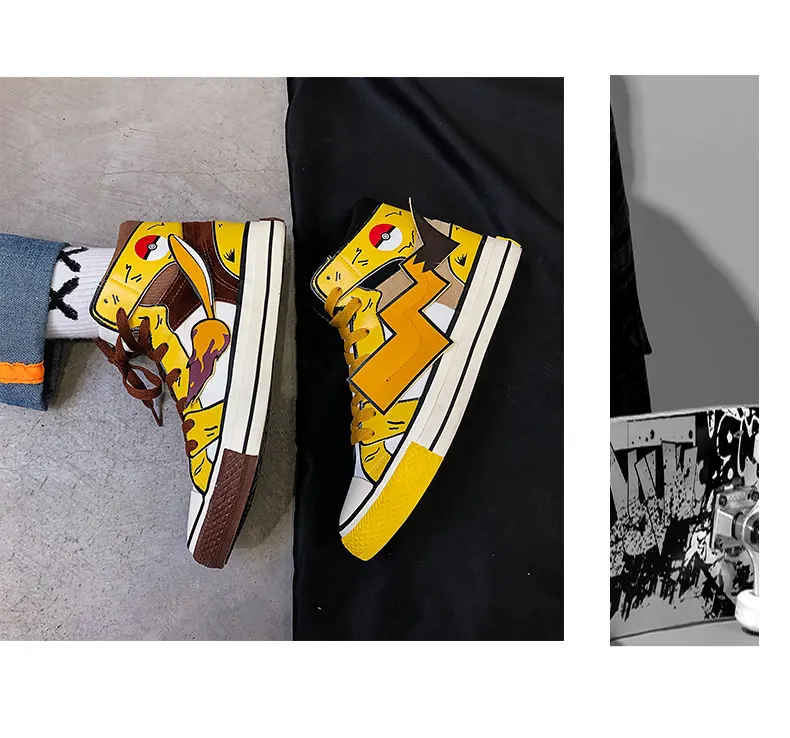 COOLVFATBO/Модная парусиновая обувь в стиле аниме Покемон каваи Пикачу чармандер; спортивная обувь для подростков; кроссовки; Уличная обувь для путешествий