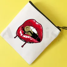 Lips Graphic Kiss Lip Harajuku Sexy Girl Mouse Coin Purse Illustration Key Case Simple Small Cloth Bag New Creative Coin Purse