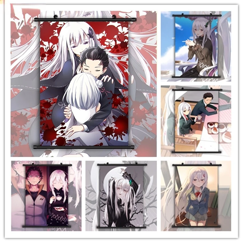 Re zero kara hajimeru isekai seikatsu temporada 2 menina anime mangá parede  cartaz de madeira maciça pendurado rolo com pintura em tela - AliExpress