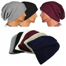 Новинка, модная мужская и женская шапка, унисекс вязаная, негабаритная, тонкая, громоздкая, длинная шапка, теплая зимняя Лыжная шапка, шапки в стиле хип-хоп, однотонные шапки