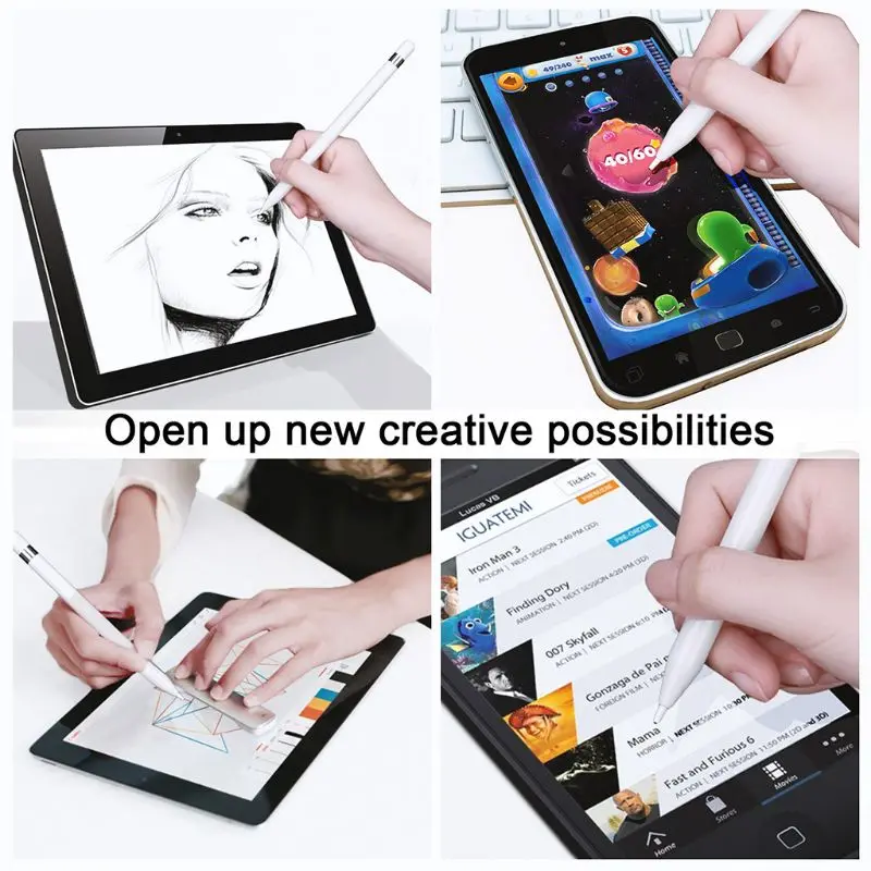 

Portable Capacitive Pencil Micro USB Charging Touch Screen Stylus Pen for iPhone iPad iOS Android Phone Windows System Tablet