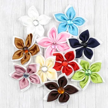 

Lulang Craft Large 5CM Satin Ribbon Flowers Bow Appliques 50pcs for Craft Wedding Gifts Boxes Garment Accessorie