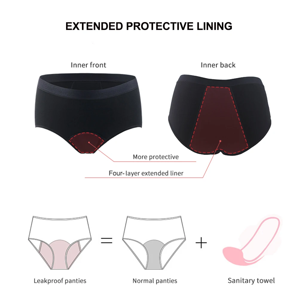 Plus Size Period Underwear Women Bamboo Fiber 4-Layer Leakproof