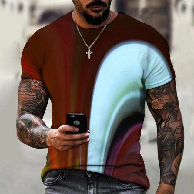 2022 Summer New Fashion Trend Street Men's Clothing, 3d Printing Abstract Art, Street Hip-hop Style Loose Casual Short Sleeves CTZ2332