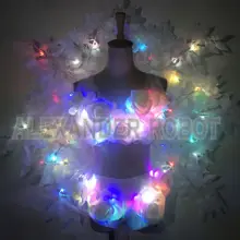 Женский светодиодный танцевальный костюм юбка сексуальный Черный лебедь Сетка СВЕТОДИОДНЫЙ балетная юбка танцевальная одежда для балета Мода