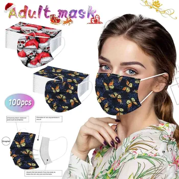 

40# 100pcs Adult Women Mask Disposable High Quality Mask 3ply Earhook Navidad Masque Mascarillas Mascara Maske Балаклава Зимняя