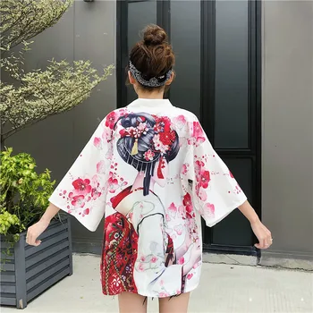 

Japanese Kimono Cardigan Women Summer Maidenform Print Blouse Coat 2019 New Fashion Causal Cardigans Top Clothing