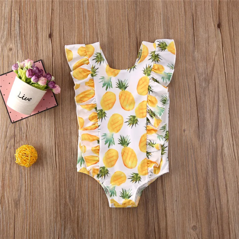 Kid Baby Girl Ruffles pineapple Swim suit Toddler swimsuits one piece Childrens watermelon Infant Bathing Suit 1-5T