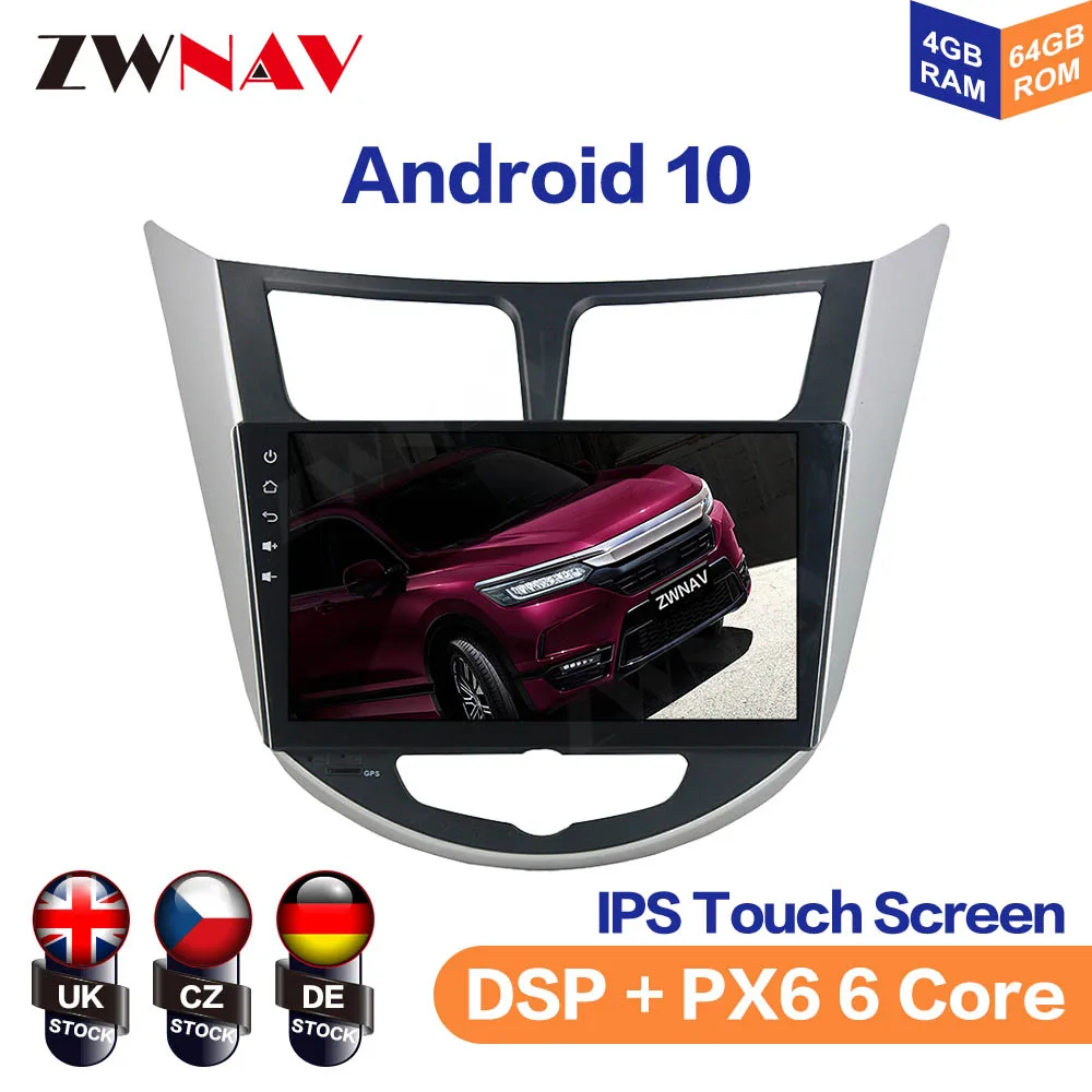 

Android 10.0 64GB Car GPS Navigation For Hyundai Accent Verna Full Touch Car Stereo Head Unit Video Multimedia Player No DVD