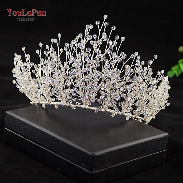 TOPQUEEN HP193 Silver Golden Wedding Tiaras and Crowns Rhinestone Wedding Headband Luxury Wedding Headpieces Briadl Hair Jewelry S-crown