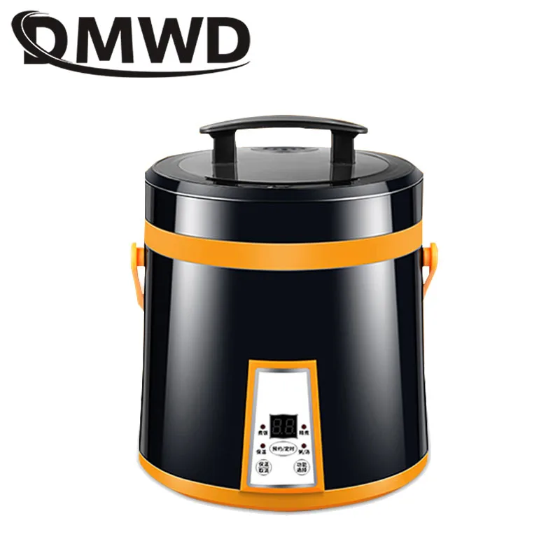 DMWD 110 V/220 V Мини электрическая рисоварка путешествия Отопление Ланч Бокс еда Пароварка рагу суп Варка Каш горшок 1.6L ЕС США Великобритания вилка
