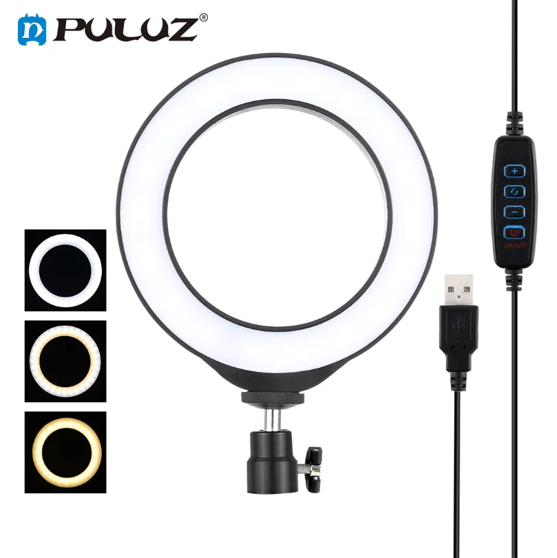 

Photography Selfie Ring Light 3 Modes Dimmable USB LED Video Light Ring Lamp 4.7 inch For YouTube Makeup Video Live Studio Kit