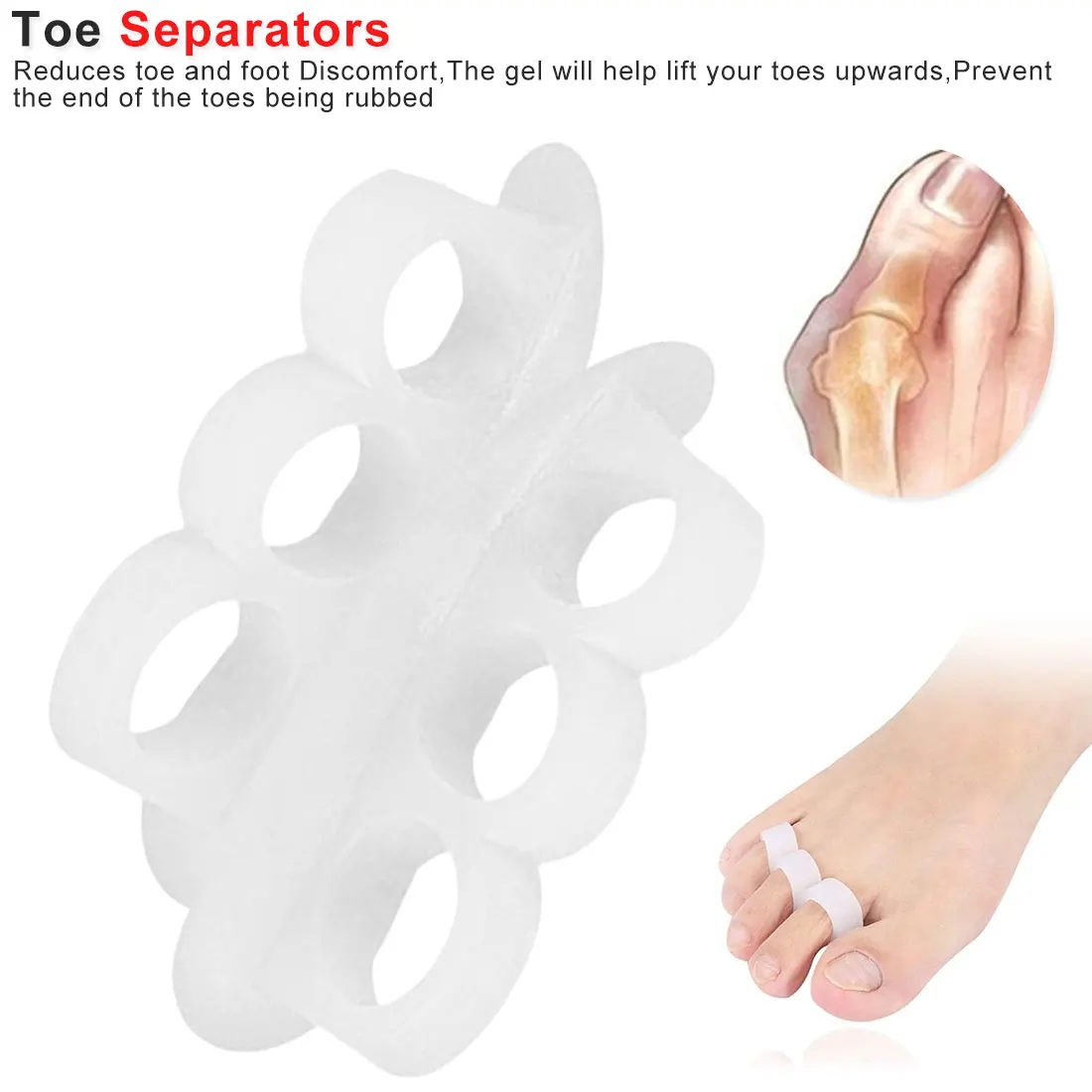 

Silicone Orthotics Hammer Toe Separators Stretchers Alignment Overlapping Toes Orthopedic Cushion Feet Care Corrector Comfort