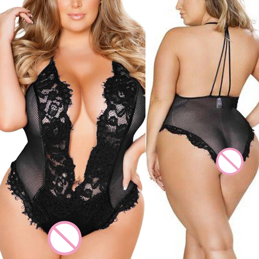 Женское кружевное черное нижнее белье, большие размеры 4xl 5xl 6xl, женское сексуальное нижнее белье, интимные костюмы, сексуальное Эротическое белье - Цвет: Black