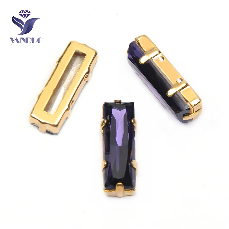 With Gold Claw YANRUO 4547 все размеры фиолетовый бархат Принцесса Багет DIY швейный Кристалл страз заостренный назад ремесло Стразы для одежды - Цвет: With Gold Claw