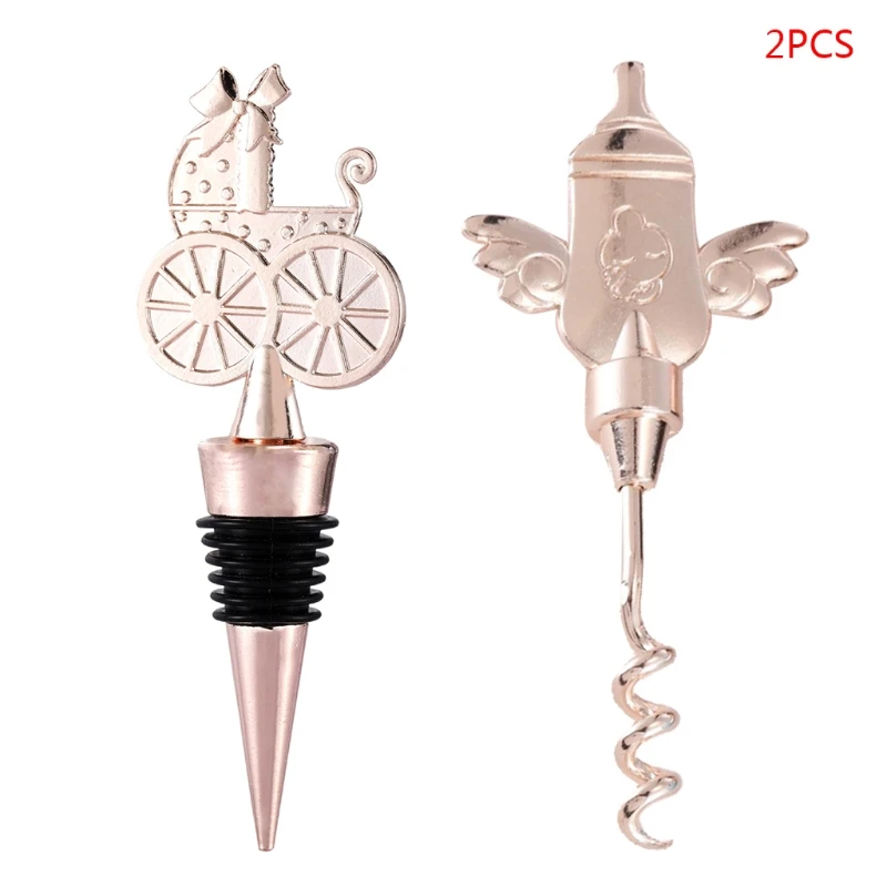 

2pcs/set Beer Bottle Opener Red Wine Bottle Stopper Whiskey Champagne Plug Toppers Kitchen Bar Tool