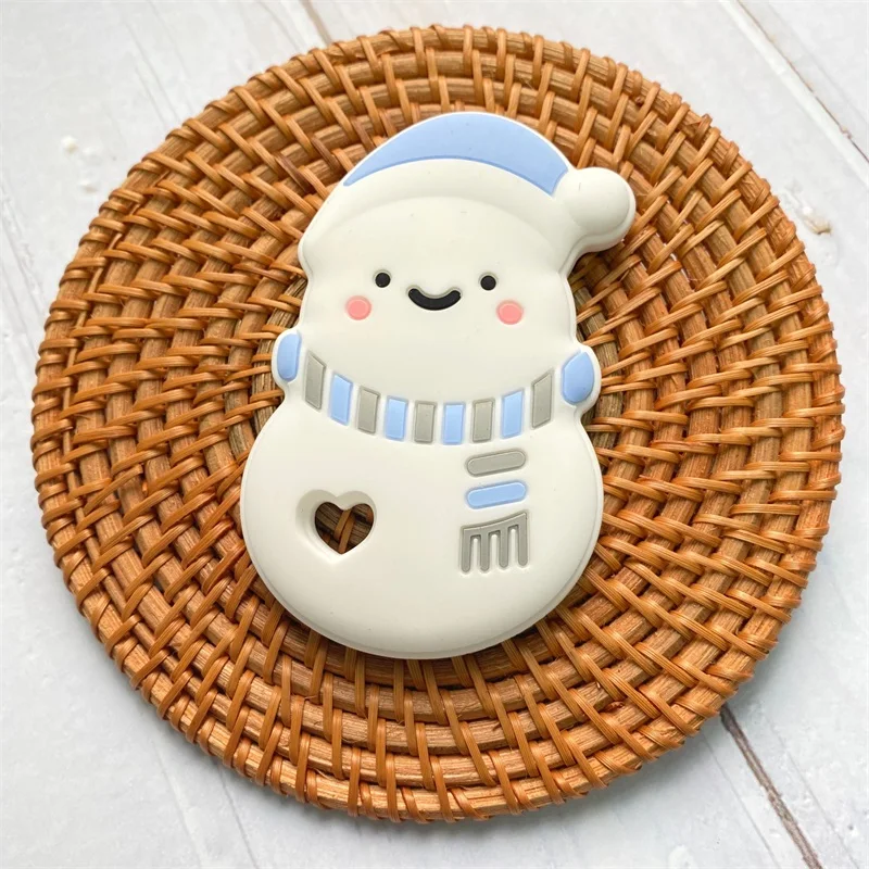 1pcs 실리콘 크리스마스 눈사람 Teether Molar Teether 구슬 DIY Pacifier 체인 쥬얼리 액세서리