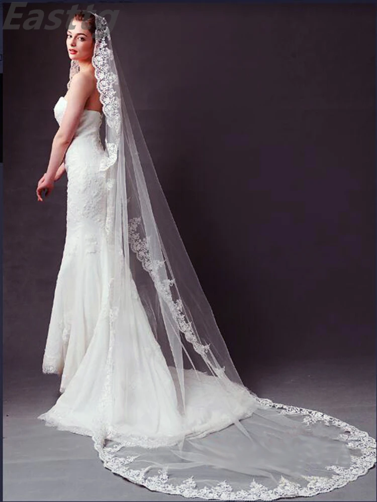 Voile De Mariée Mi-long En Dentelle Française Ivoire Frida