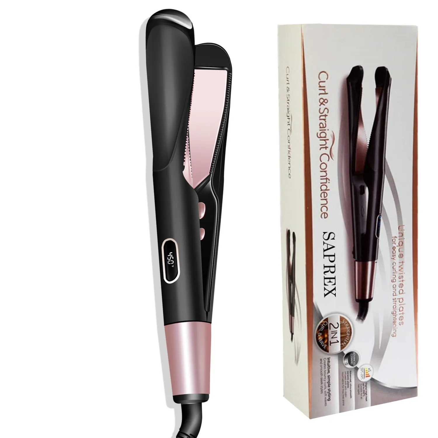 2-in-1 Hair Curler Curling Iron Hair Straightener Ceramic Coated Flat Iron Straightening Irons Hair Crimper Perming Straight