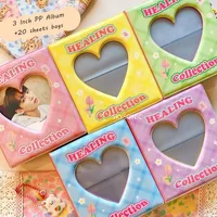 SKYSONIC Lovely Heart 3 Inch Photo Album Flower Bear Idol Storage Collection Book 20 Sheets PP Refill Bags Card Holder 2