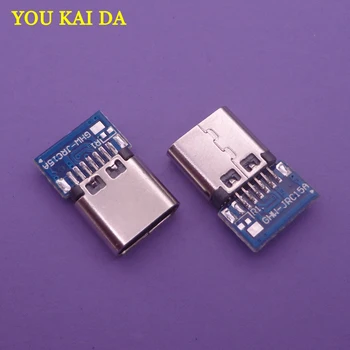 

50pcs USB 3.1 Type C Connector 14 Pin Female Socket receptacle Through Holes PCB 180 Vertical Shield USB-C