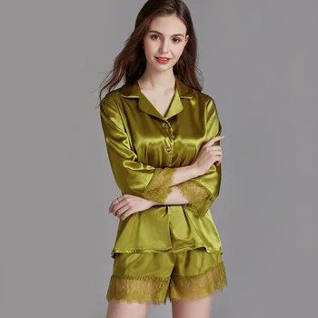 

Solid Bride Bridesmaid Wedding Pajamas Set 2PCS Sleep Suit Pyjamas Sleepwear Lace Trim Sleep Wear Spring Summer Lounge Homewear