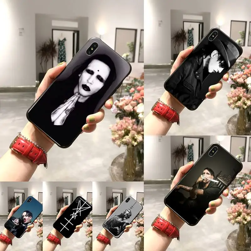 Мягкий черный чехол для телефона Marilyn Manson iPhone 11 pro XS MAX 8 7 6 6S Plus X 5 5S SE XR|Бамперы| |