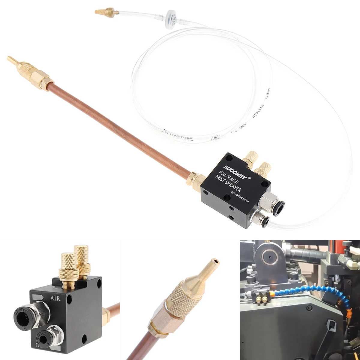 

Precision Mist Coolant Lubrication Spray System with 20cm Copper Pipe and Check Valve for Cutting Engraving Cooling Machine