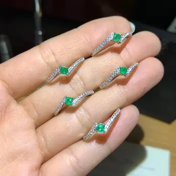 

100% 925 sterling silver Natural green Emerald Rings fine Jewelry gift women wedding wholesale new plant wedding jcj0303644agml