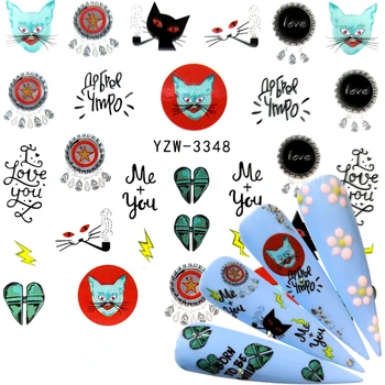 

YWK 2020 NEW Designs Wolf/Vintage/Flamingo Noble Necklace Nail Art Water Decals Transfer Sticker Manicure Nail Decoration