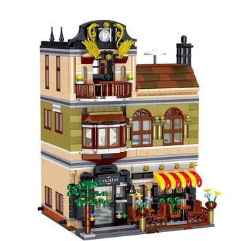 

1326PCS City Street Building Block Creator Expert Technic European Restaurant Figures Kit Miniature Model Bricks Toys for Kids