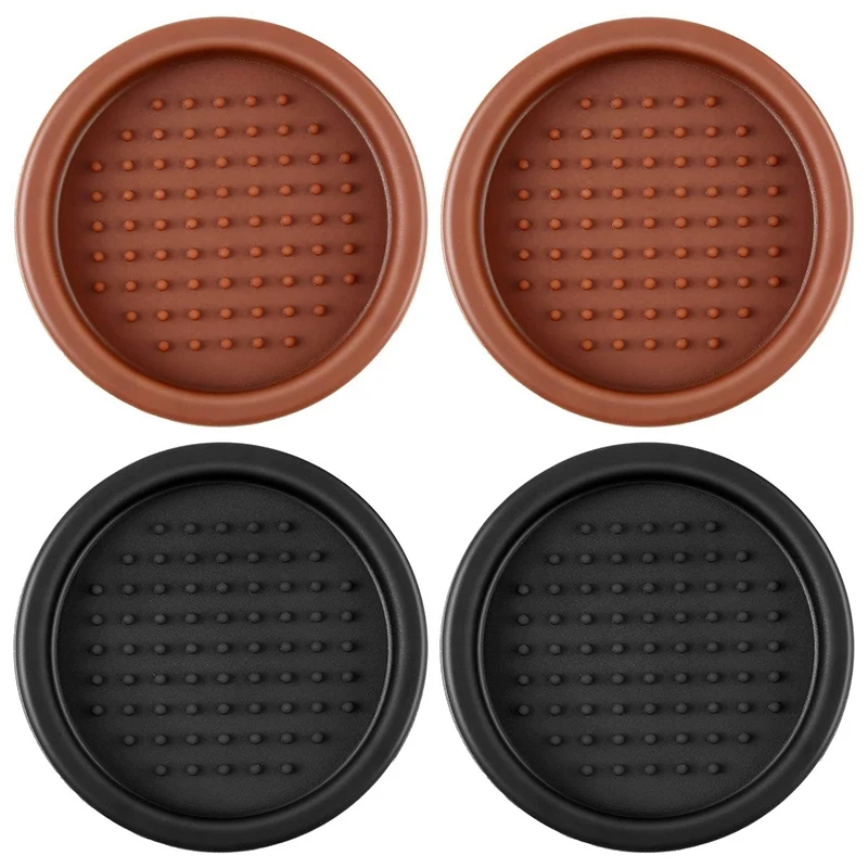 

4 Pieces of Silicone Round Cushion Coffee Powder Hammer Cushion Press 6m Black Brown Rubber Tamping Cushion