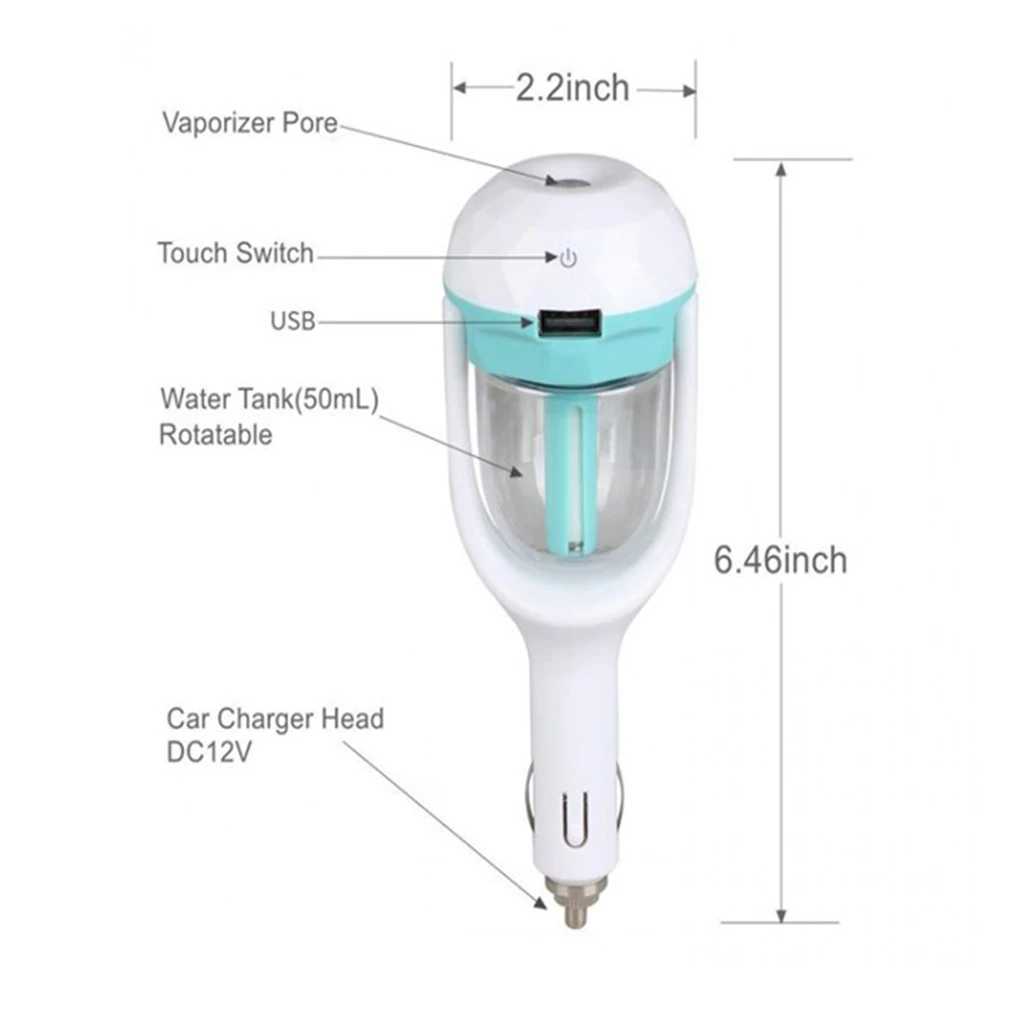 USB Mini Car Air Humidifier Purifier Aroma Diffuser Purify Air Freshener