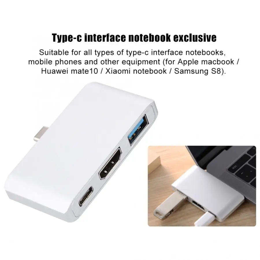 Тип с разъемами типа C и HDMI/USB3.0/PD 3-в-1 4K видео конвертер адаптер Hub