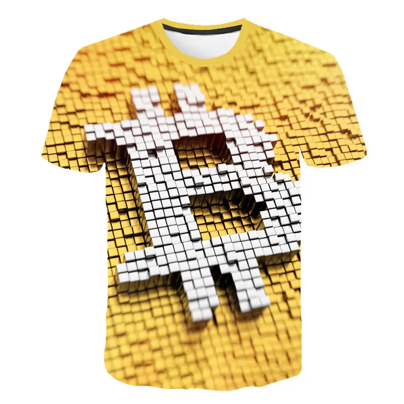 Новинка года; летняя детская футболка с 3D принтом биткоина; повседневная детская футболка с короткими рукавами и рисунком для мальчиков и девочек