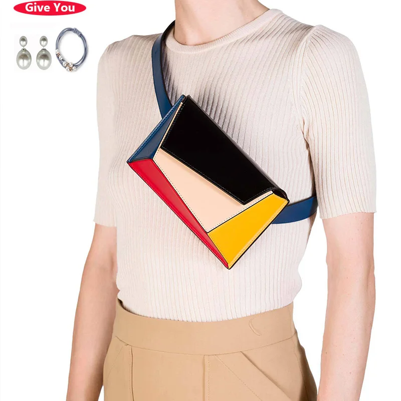 

Waist Bag Women PU Leather Fanny Pack High Quality Lady Chest Belt Bags Geometric Design Mini Bum Packs Female Clutch Bag Purse