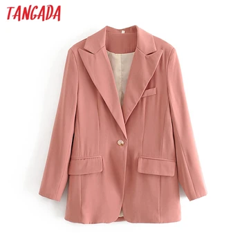 

Tangada women solid blazer female long sleeve korean fashion elegant jacket femail business blazer suits DA76
